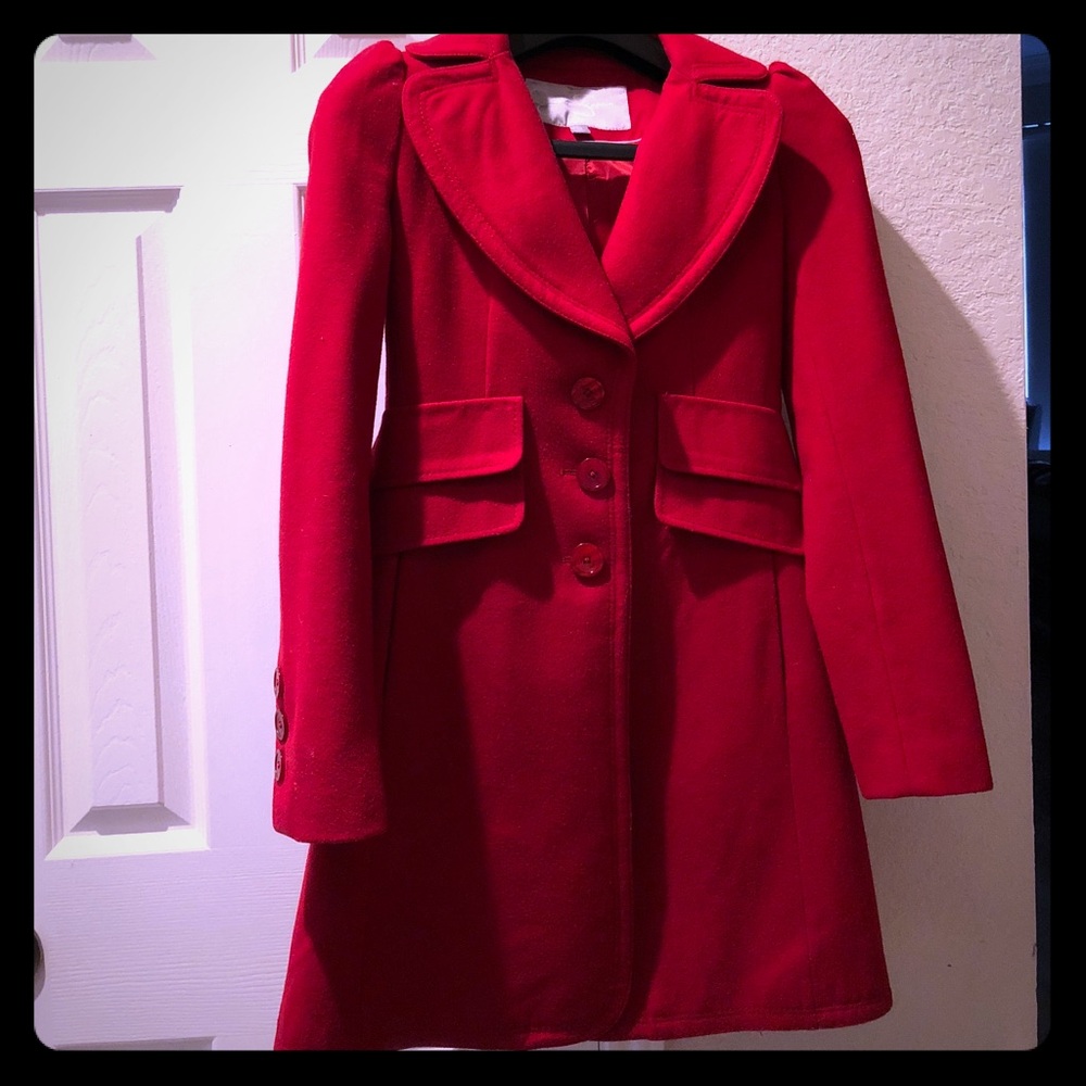 Red peacoat. Jessica Simpson coat